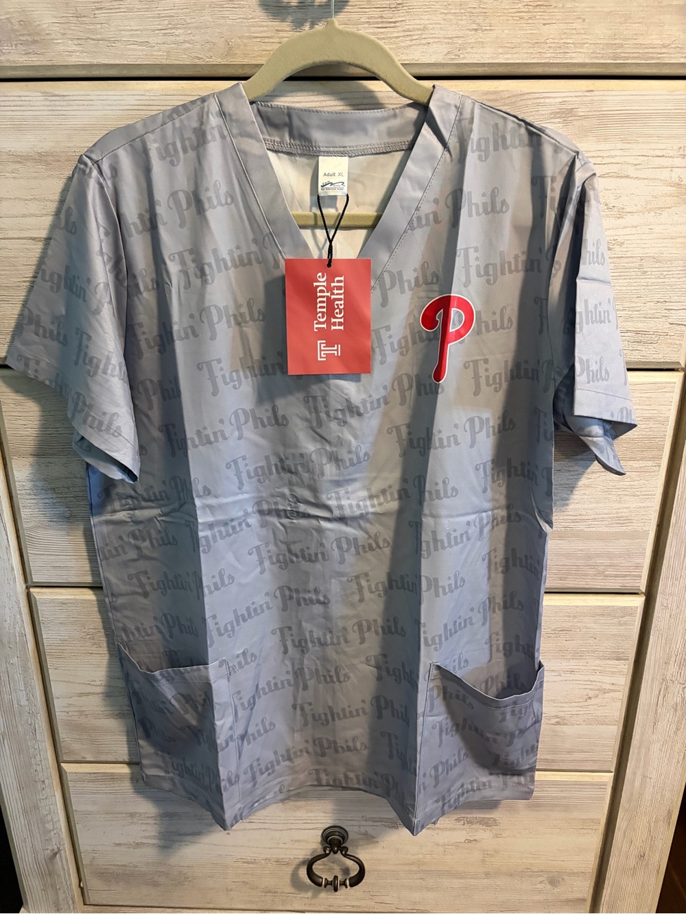 NWT Gray Phillies Scrub Top